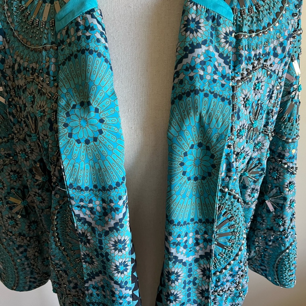 Blue Patterned Women's Top - Picture 7 of 12